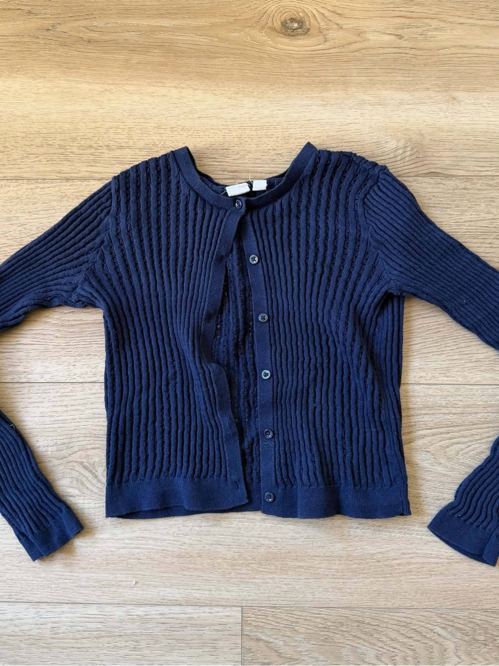 GAP Navy Ribbed Button-Up Kids Cardigan